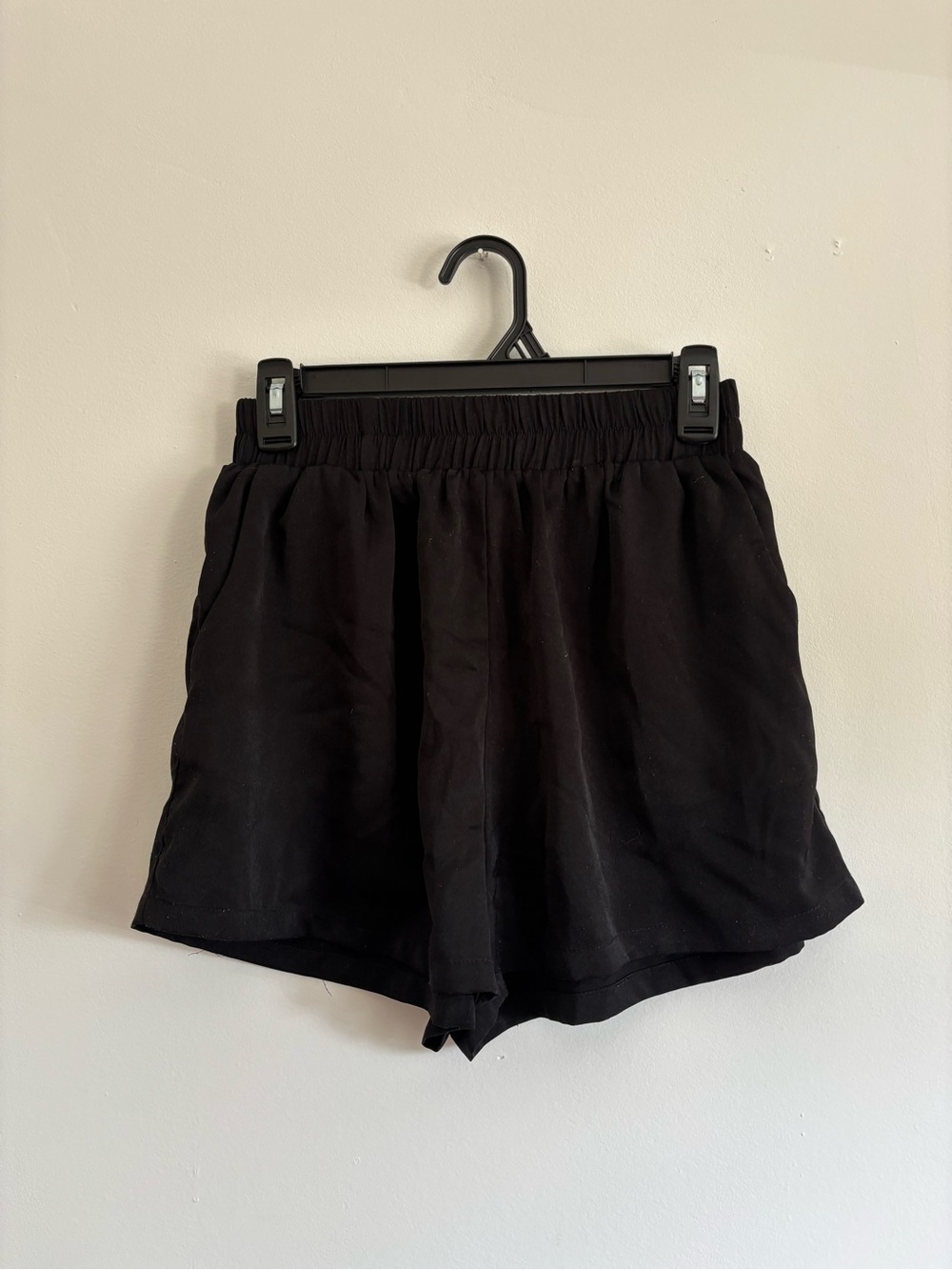 High-Rise Black Elastic-Waist Women's Shorts